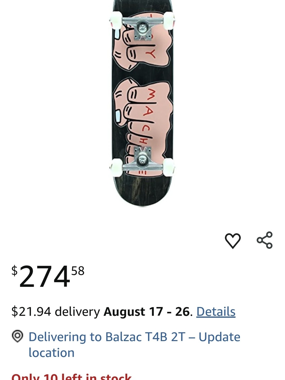 Toy Machine Fists Complete Skateboard (7.75")